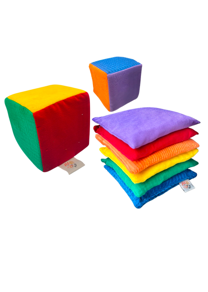 Regenboog pittenzakjes + dobbelsteen pakket