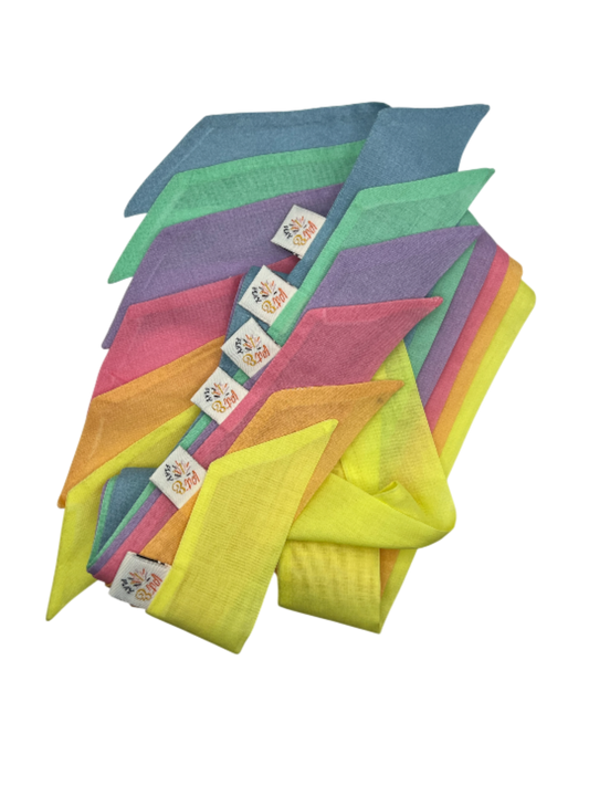Cotton play ribbons, pastel colors, 6 pieces