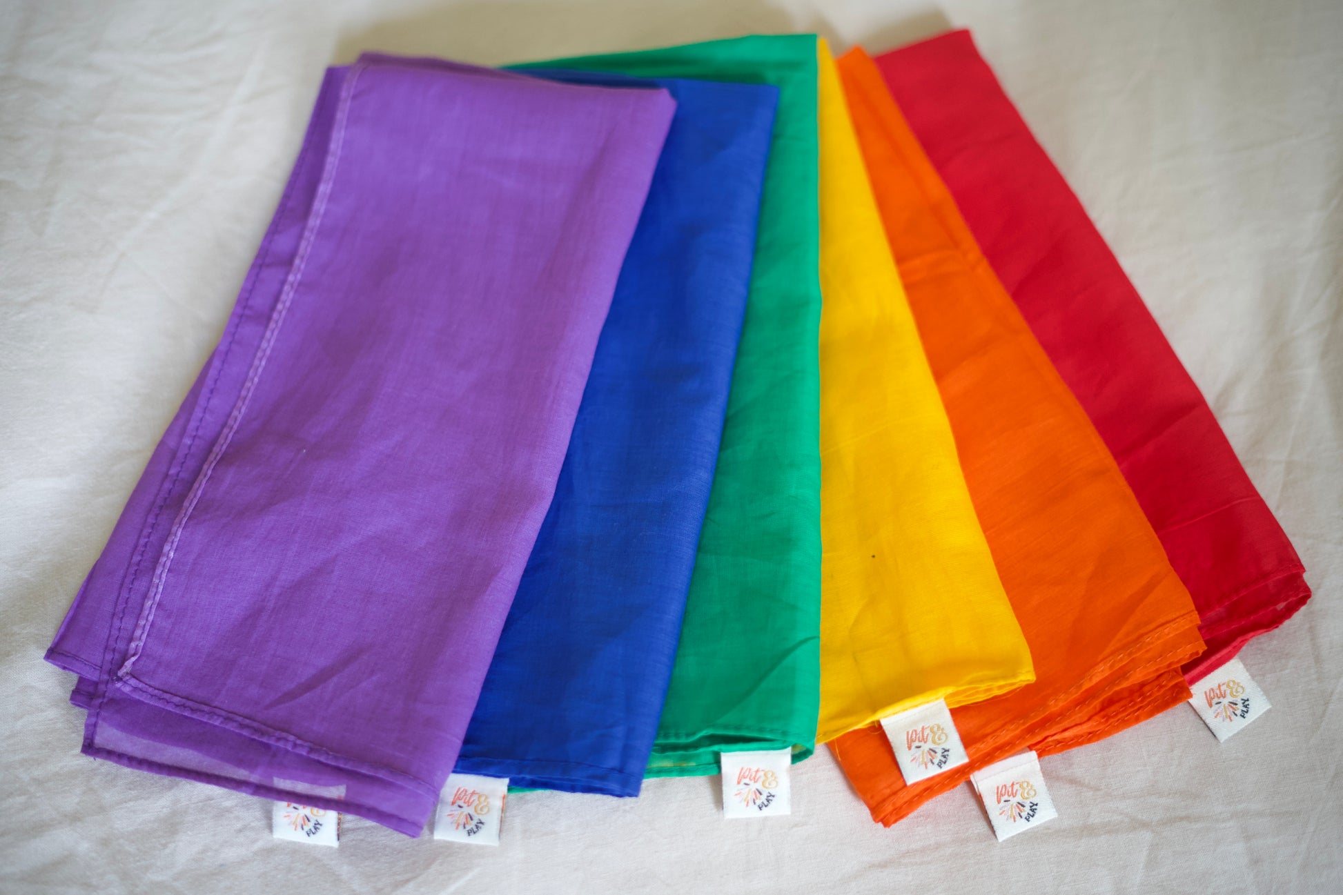 Speeldoek Geel Regenboog - Large 75x75 - Speelkatoen - Pit and play